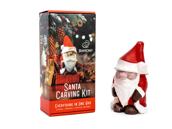 DIY – Santa Carving Kit – Complete Starter Whittling Kit For Beginners, Adults, Teens, And Kids Family Fun